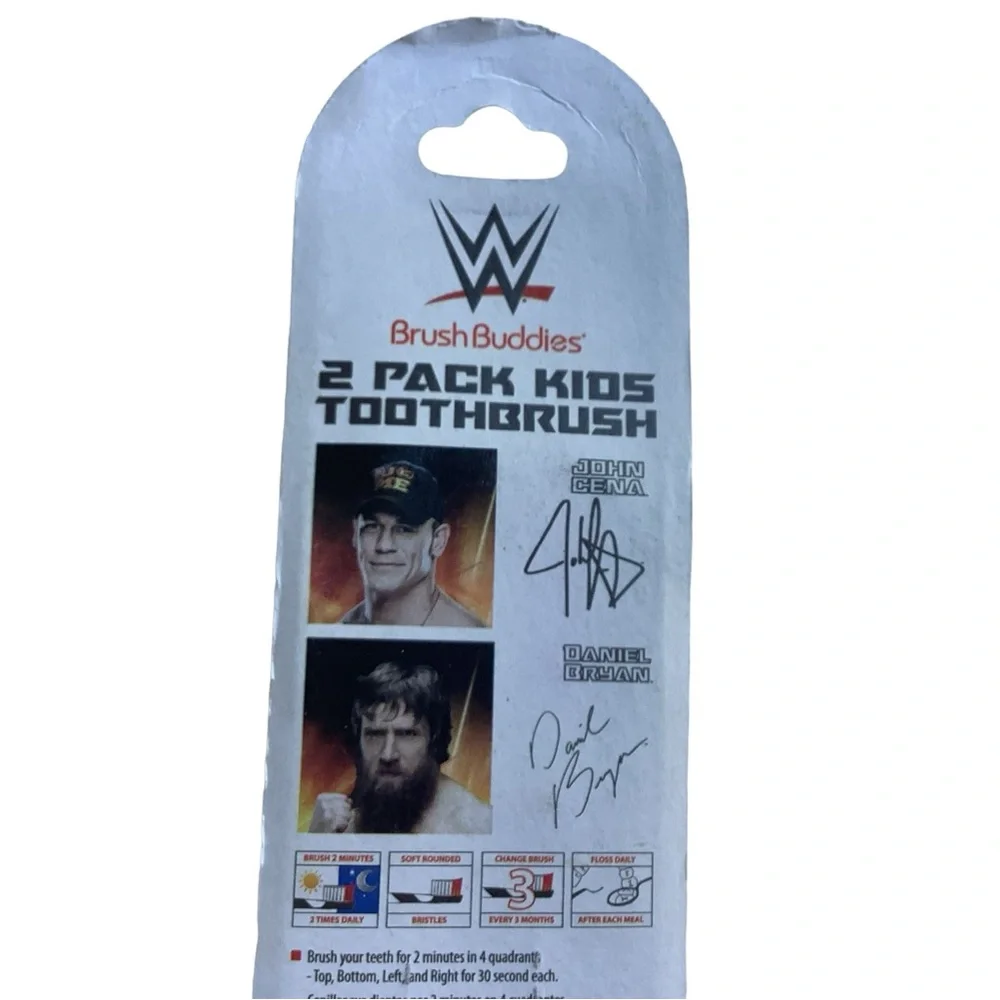 WWE Brush Buddies John Cena Daniel Bryan 2 Pack Kid's Soft Bristle Toothbrushes